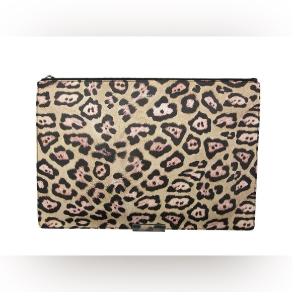 Givenchy Beige/Pink Leopard Iconic Print Clutch Bag, Like new - Picture 1 of 4